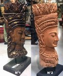 buste de Bouddha sculpt&eacute; dans un tronc de teck ancien