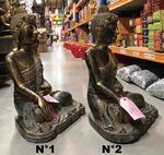 Grande statue de Bouddha assis en bois doré