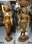 sculpture de femme debout en bois massif - indonésie