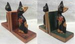 Petit serre livre en bois avec chat peint