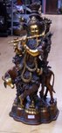 grande repr&eacute;sentation de la divinit&eacute; Krishna en bronze bi-couleur