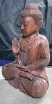 Statue de Bouddha assis en bois de suar