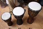 djembé en bois, vue sur la peau de chèvre