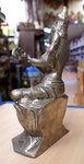 statuette en bronze argent&eacute; de Bouddha joueur de mandoline