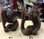 Statue de dragon d'eau en bois de suar