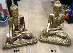 Grande statue de Bouddha assis en bois dor&eacute;