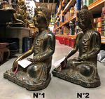 Grande statue de Bouddha assis en bois doré