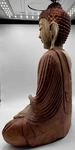 Statue de Bouddha assis en bois sculpté de 2 couleurs
