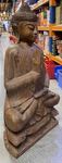 Grande statue de Bouddha assis sculpt&eacute;e en bois de suar
