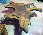 Grande table basse en bois et racine de teck