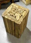 petit tabouret en bois et écorces de teck - tabouret bar