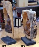 grande statue de Bouddha assis sculptée en vieux bois de teck