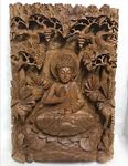 Cadre sculpté de Bouddha en bois de teck