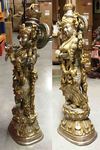 Statue de Krishna et Radha sa femme joueuse de flûte en bronze