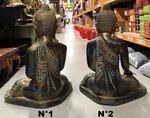 Grande statue de Bouddha assis en bois doré