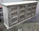 Meuble comptoir bar jali en bois ancien sculpt&eacute;