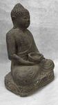Statue de Bouddha porte bougie en pierre de lave reconstitu&eacute;e