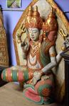 Grand panneau &agrave; poser avec un Bouddha assis peint &agrave; 3 t&ecirc;tes