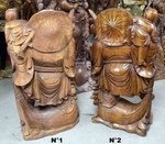 statue de BOUDDHA sculpt&eacute; en bois de suar en indon&eacute;sie. de dos
