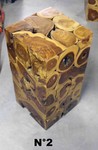 Tabouret conique en bois de teck et rondin
