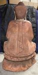 Grande statue de Bouddha assis en bois bicolore