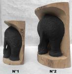 Statue murale fesse d'éléphant en bois sculpté