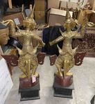 Couple de danseuse Thaïlandaise en bois dorée à l'or fin
