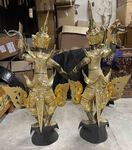 Couple de danseuse Thaïlandaise en bois dorée
