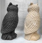 Statuette de hiboux - chouette en pierre de lave reconstitu&eacute;e