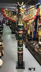 Très grand totem des Indiens d'Amérique peint et sculpté 200 cm