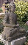 grand Bouddha lotus en pierre de lave naturelle