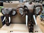 Petite tête d'éléphant en bois