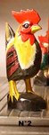 petite statue ou statuette de coq et de poule en bois