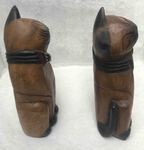 Grande statue d'un couple de chat sculpté en bois