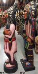 Statue de chef Indien d'Amérique du nord en bois peint