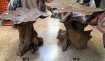 Table basse de salon en bois et racine de teck