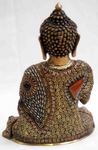 Grande statue de Bouddha assis incrustée de pierres semi-précieuses