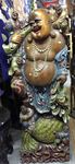 Tr&egrave;s grande statue de Bouddha rieur avec enfant sur son sac d'argent