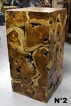 Petit tabouret conique en bois et rondin de teck