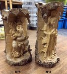Sculpture de Ganesh et de la déesse Dewi Sri en bois de crocodile